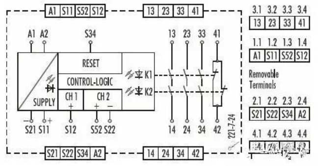 安全继电器接线图
